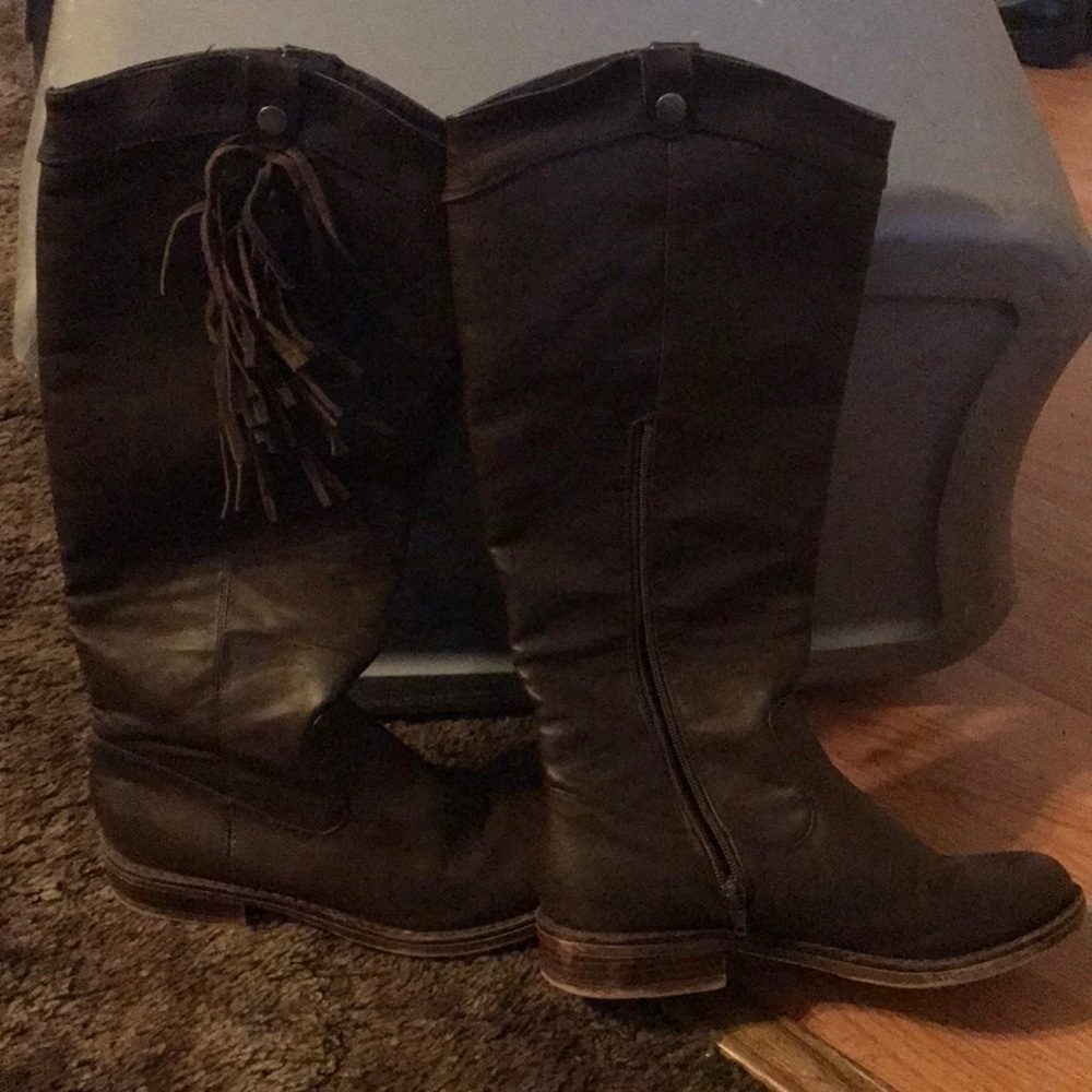 Dark brown leather boots